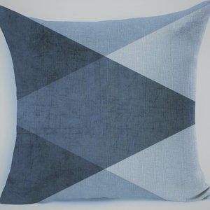 New Triangle Geometric Pillow Cover Blue Cream